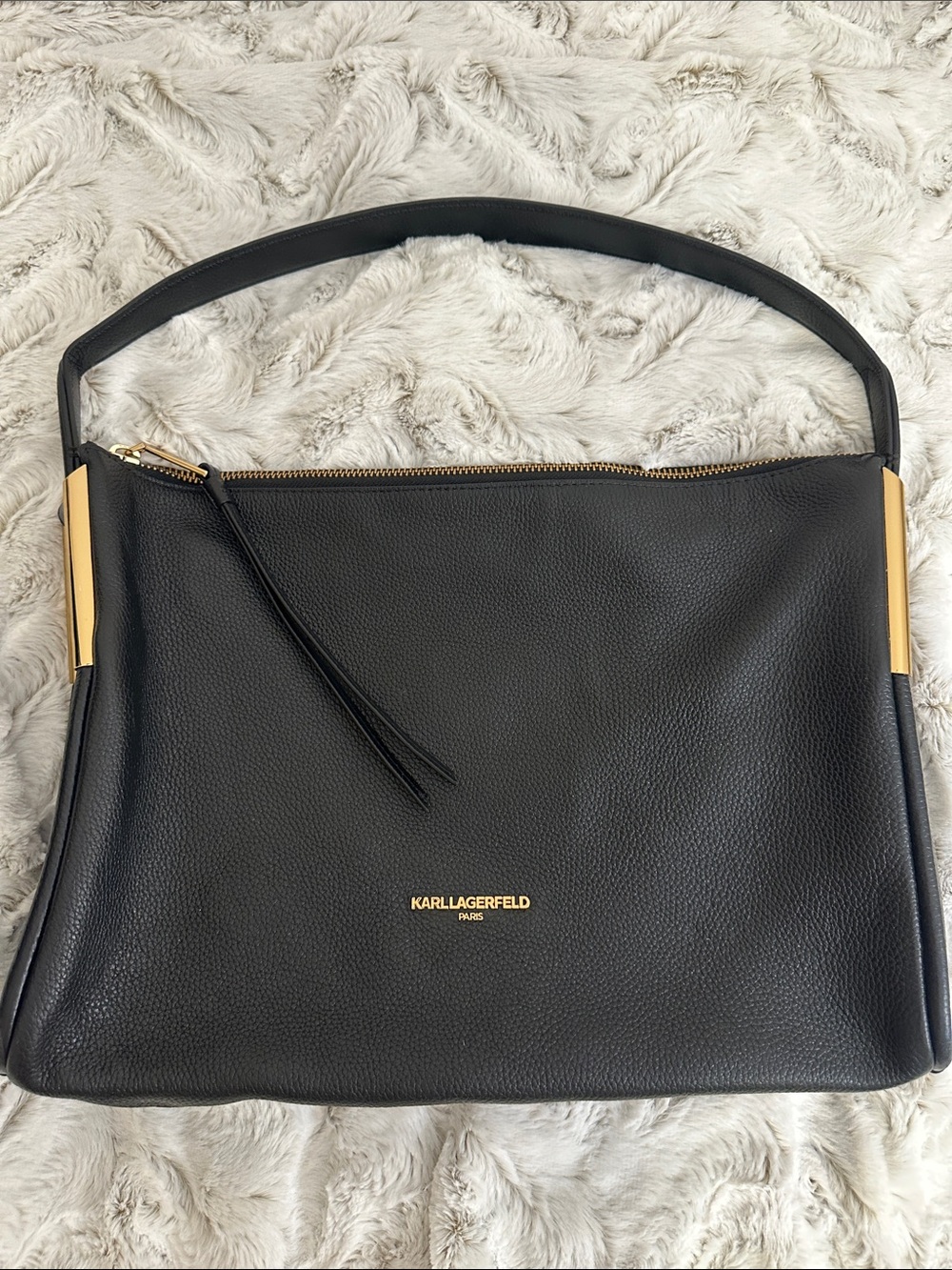 Karl Lagerfeld Black Shoulder leather  Bag with Gold Hardware
